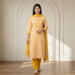 Mustard Yellow Cotton Kurta Set for Women with Dupatta – Elegant Ethnic Wear