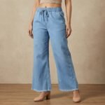 Women Blue Wide Leg Jeans – High Waist Palazzo Denim Trousers