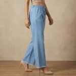 Women Blue Wide Leg Jeans – High Waist Palazzo Denim Trousers - Image 4