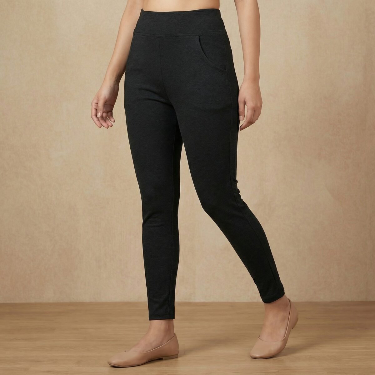 Women’s Black Stretch Jeggings with Side Pockets - Image 4
