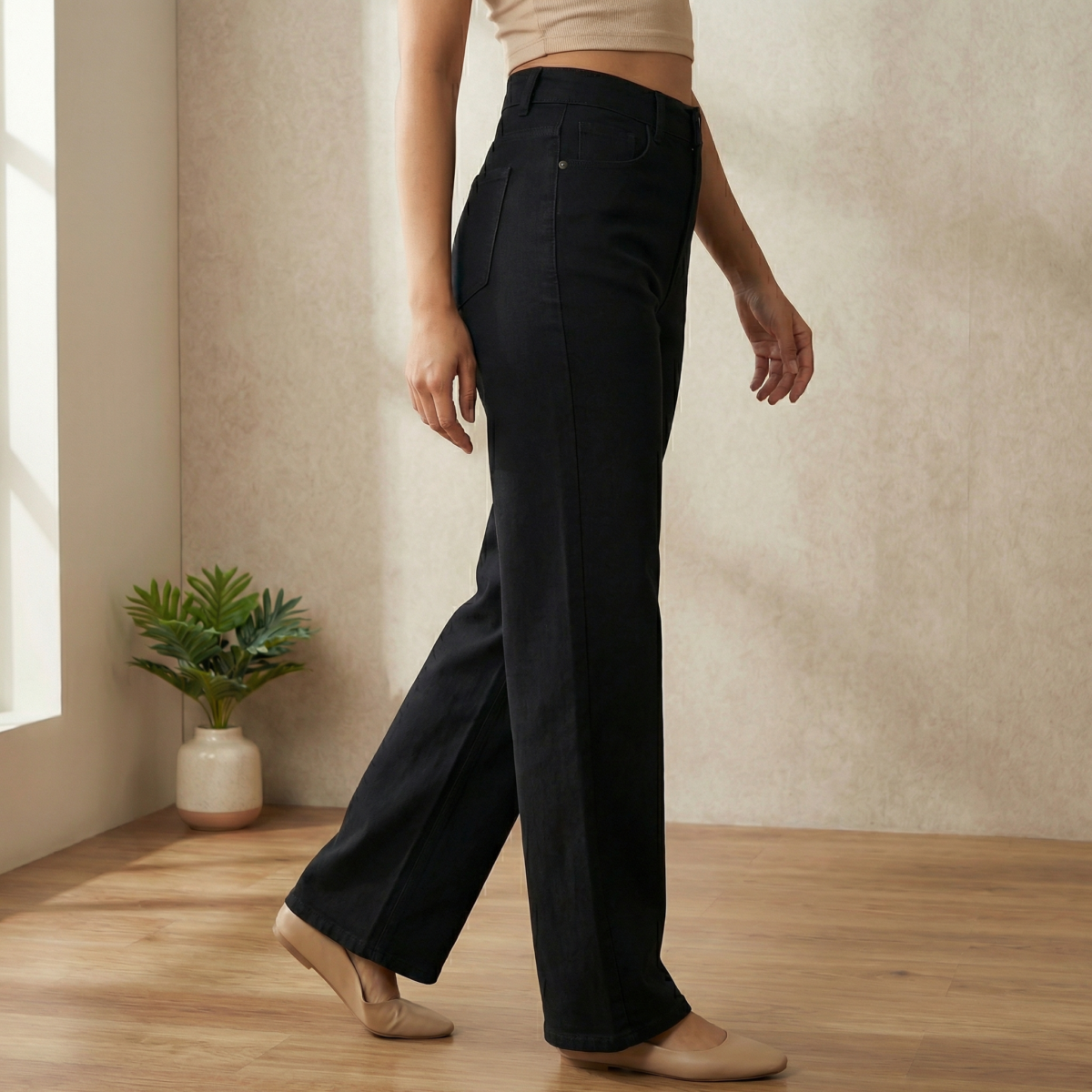 Straight fit black jeans for women, comfortable and stretchable jeans for girls - Image 2