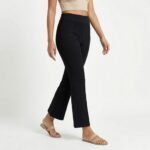 Women’s High-Waisted Black Flared Jeggings – Stretch Fit Cropped Bootcut Pants - Image 3