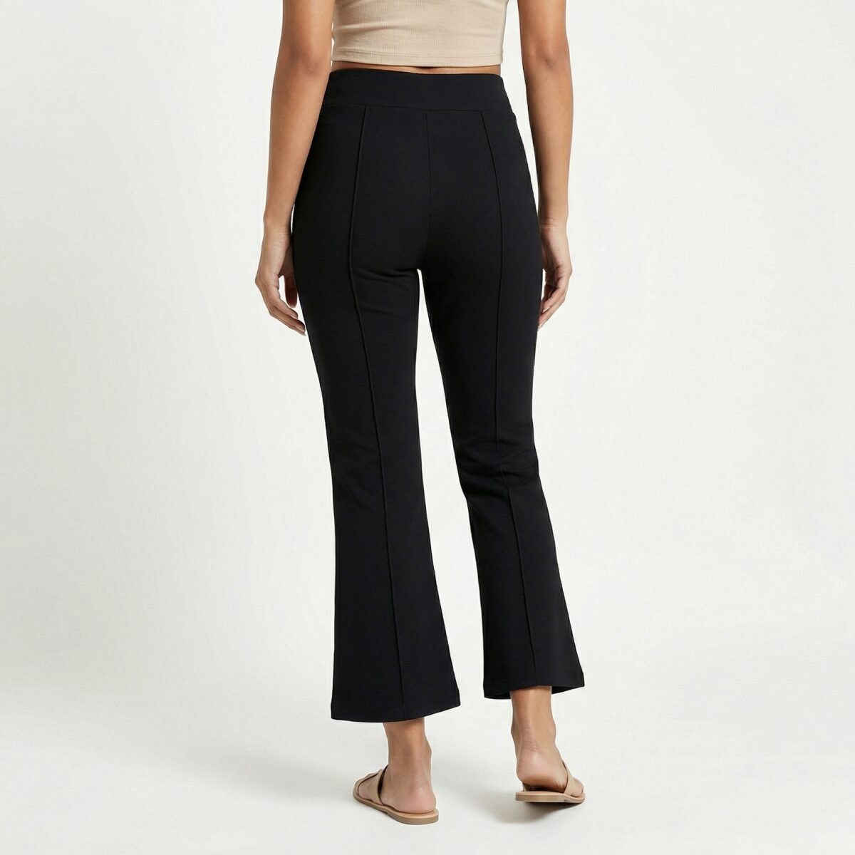 Women’s High-Waisted Black Flared Jeggings – Stretch Fit Cropped Bootcut Pants - Image 4