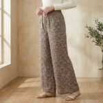 Women’s Multicolor Printed Flared Palazzo Pants with Elastic Waist & Drawstring - Image 4