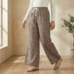 Women’s Multicolor Printed Flared Palazzo Pants with Elastic Waist & Drawstring - Image 2