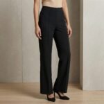 Women’s High-Waist Black Tailored Wide-Leg Trousers – Premium Formal Fit