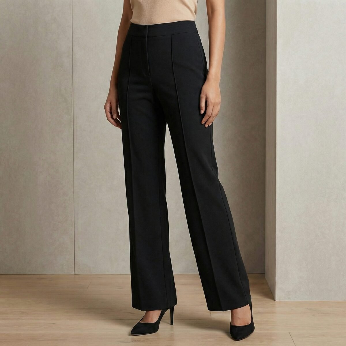 Women’s High-Waist Black Tailored Wide-Leg Trousers – Premium Formal Fit - Image 3