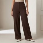 High-Waisted Brown Wide-Leg Tailored Trousers for Girls