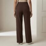 High-Waisted Brown Wide-Leg Tailored Trousers for Girls - Image 4