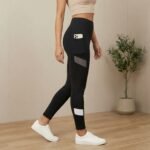 High Waist Women’s Black Workout Leggings with Phone Pocket - Image 2