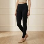 Premium Jet Black High-Rise Stretch Leggings – Ankle Length Slim Fit