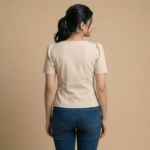 Beige Wrap Style Short Sleeve Top for Girl & Women - Image 3