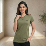 Olive Green Cotton Henley T-Shirt with Embroidered Logo - Image 3