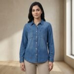 Classic Mid-Wash Blue Denim Shirt – Relaxed Fit, Full Sleeve