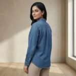Classic Mid-Wash Blue Denim Shirt – Relaxed Fit, Full Sleeve - Image 4