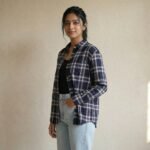 Navy Blue Checked Cotton Casual Shirt - Image 2