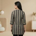 Striped Khadi Cotton Short Kurti – Casual, Office & College Wear - Image 4