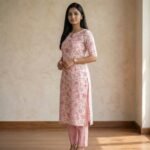 Pink Floral Cotton Kurti - Image 2