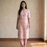 Pink Floral Cotton Kurti - Image 3