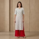 White Printed Straight Crepe Kurti for Women - Image 3