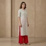 White Printed Straight Crepe Kurti for Women - Image 2