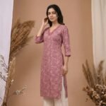 Rayon Printed Kurti – V-Neck 3/4 Sleeve Ethnic Wear - Image 2