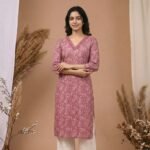 Rayon Printed Kurti – V-Neck 3/4 Sleeve Ethnic Wear - Image 4