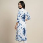 Blue & White Tie-Dye Rayon Kurti – Straight Fit Ethnic Wear - Image 2