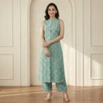 Mint Green Printed Kurta Palazzo Set – Elegant Kurti with Palazzo Pants
