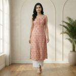 Pink Floral Printed Kurta Palazzo Set – Sleeveless Ethnic Wear