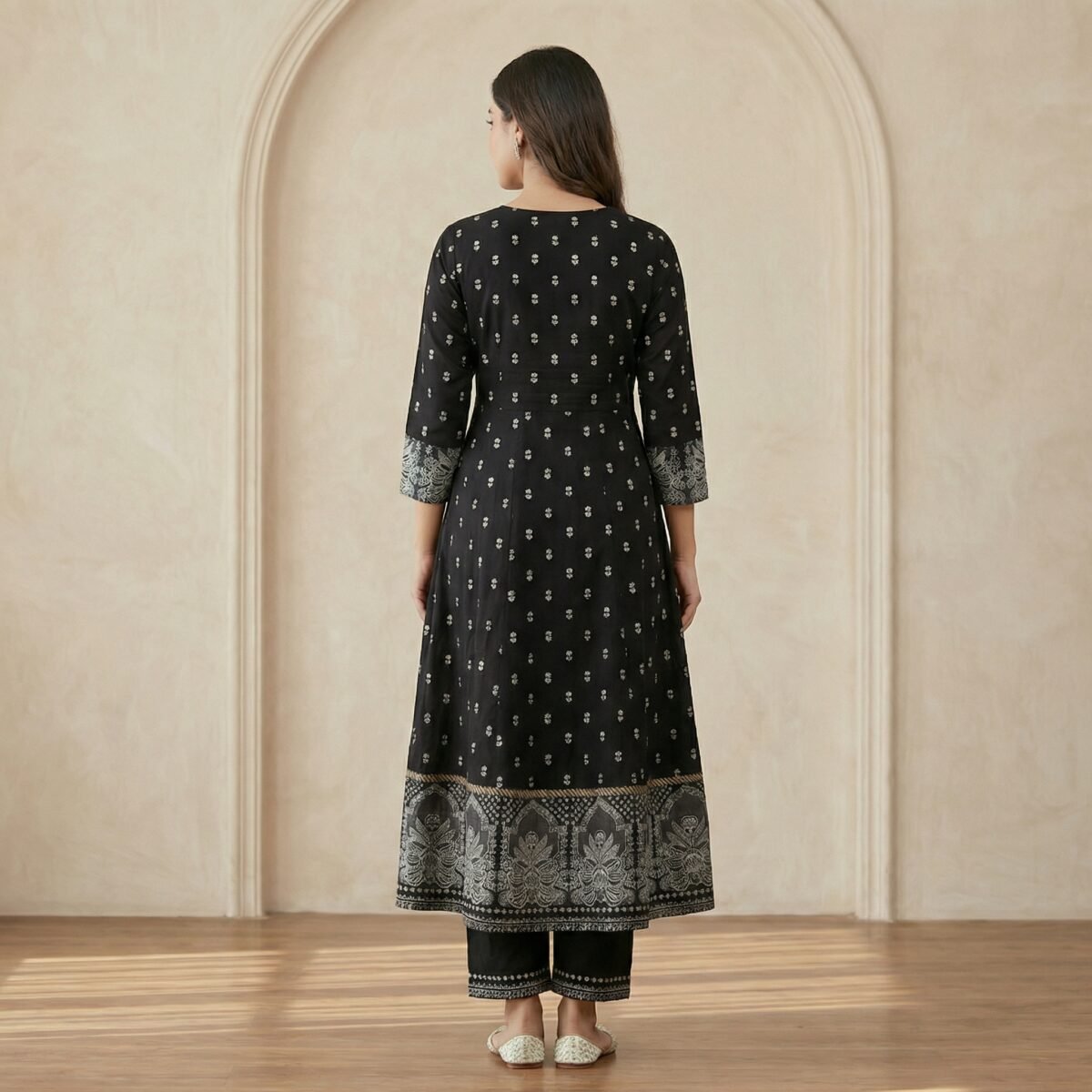 Black Embroidered Anarkali Kurta Set with Dupatta – Ethnic Wear - Image 3