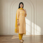 Mustard Yellow Cotton Kurta Set for Women with Dupatta – Elegant Ethnic Wear - Image 2