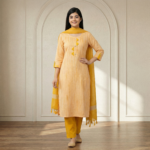Mustard Yellow Cotton Kurta Set for Women with Dupatta – Elegant Ethnic Wear - Image 4