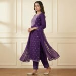 Royal Purple Embroidered Rayon Kurta Set with Dupatta – Elegant Ethnic Wear - Image 4