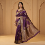 Royal Purple Banarasi Silk Saree with Rich Gold Zari Border
